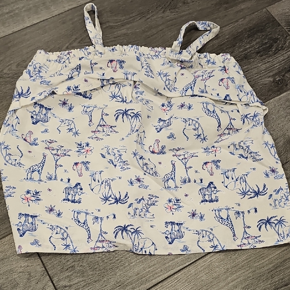 Carter's Cream and Blue Animal Print Tank Top